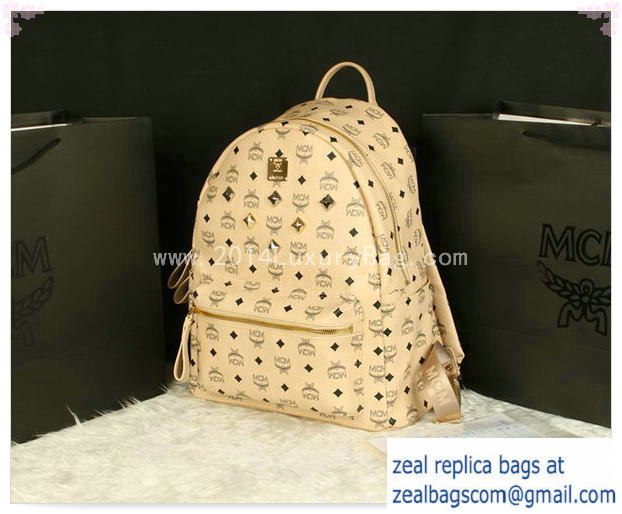 High Quality Replica MCM Stark Backpack Jumbo in Calf Leather 8006 Apricot